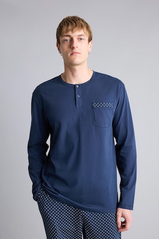 Defacto New Regular Fit Henley Yaka Cepli Uzun Kollu 2li Pijama Takımı I2490ax26aunv135 Lacivert-nv135