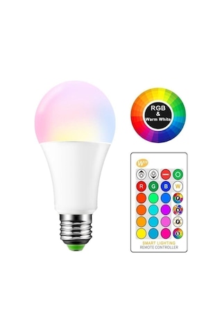 Home Uzaktan Kumandalı Renk Değiştiren Ampul Rgb 9w Beyaz Dahil 1