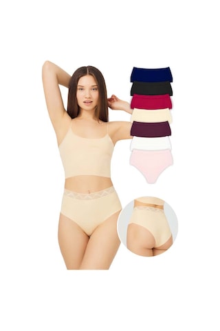 Cottonhill Basic Yüksek Bel Lazer Kesim Bikini Külot 7'li Paket - 2 Model2