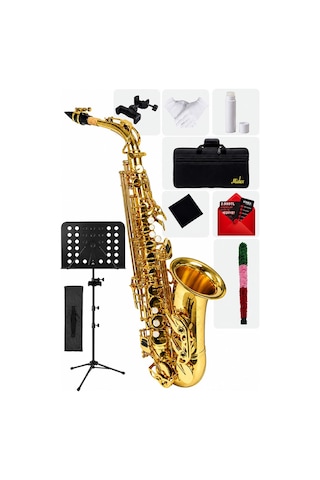 Midex SF-8000 Gold Profesyonel Alto Saksafon Mi Bemol (Eb) Full Set