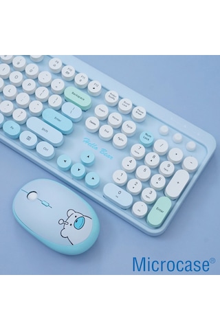 Geezer AL4186 Ayıcık Desenli Kablosuz Renkli Klavye + Mouse