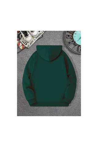 Medinenur Erkek El Yazılı Baskılı Kapüşonlu Sweatshirt Yeşil