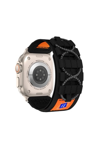 Zore Watch Ultra 49mm Uyumlu Clo- Krd-99 Hasır Kordon-siyah