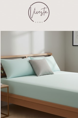 Çift Kişilik Lastikli Çarşaf Seti 160 200 Cm + 2 Adet 50 70 Cm Yastık Kılıfı Dayanıklı Kumaş Mint Yeşil