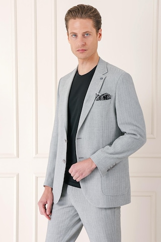 Efor Comfort Fit Çift Yırtmaç Balıksırtı Dokuma Pamuk Casual Gri Ceket C 672 Gri