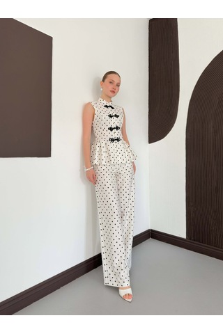 Verymoda Puantiyeli Pantolon D3075 Krem