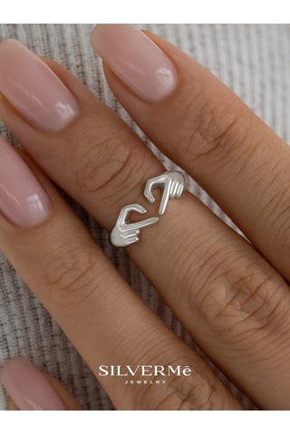 Sılverme Falanksa Takılan Kalp Şeklinde Gümüş Yüzük 925 Ayar Gümüş 272526828 Gümüş