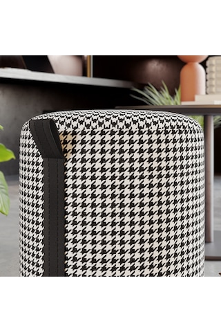Macaria Puf, Oturma Odası, Antre Puf, Beyaz-siyah, Gold Metal Ayak Çok Renkli