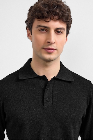 Back And Bond Siyah Relaxed Fit Polo Yaka Triko Kazak