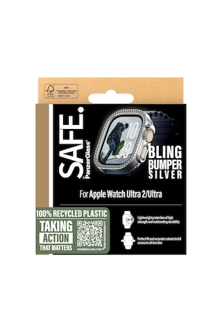 Safe. By Panzerglass Bling Bumper Silver Apple Watch Uyumlu Ultra 2