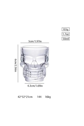 Kuru Kafa Shot Bardağı Shot Bardak Tekila Bardağı Kuru Kafa Tasarımlı Isıya Dayanıklı Sunum Kokteyl Bardağı