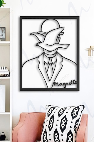 Man In A Bowler Hat - Rene Magritte Metal Duvar Tablosu - Siyah