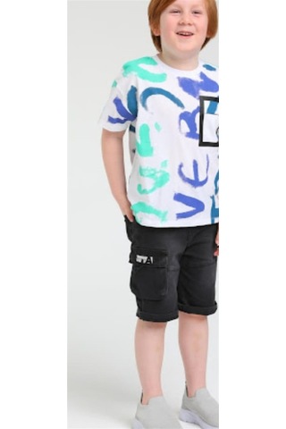 Escabel Erkek Çocuk Pamuklu Renkli Batik Yazılı Tshirt-12834-beyaz Beyaz