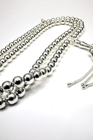 Omar Silver El İşi Telkari Gümüş 99 Tesbih Doksandokuz Yuvarlak N11.10106