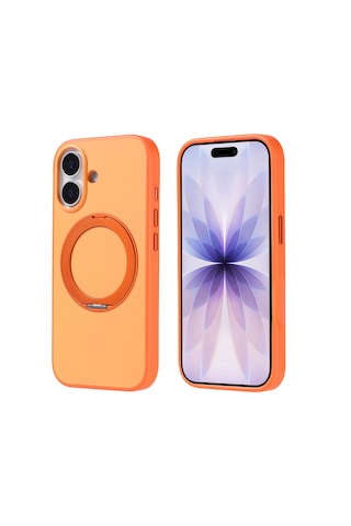 Apple Uyumlu iPhone 17 Kılıf 360 Derece Döner Standlı Magsafe Kamera Yükseltili Silikon Ata Pro Tech Lacivert