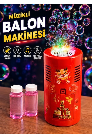 Müzikli Ve Işıklı Baloncuk Makinesi Pilli Bubble Makinesi +3 Yaş Kırmızı