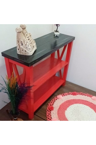 Roys Ahşap 80 Cm Kırmızı Siyah Masif Dresuar Siyah