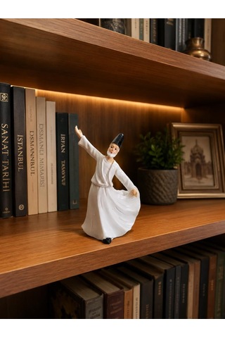 Dekoratif Semazen Figürü Beyaz Renk El Yapımı Görünümlü Şık Ev Ve Ofis Dekorasyonu Hediyelik Semazen Biblo