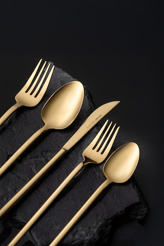 Emsan Lora Parlak Gold 60 Parça 12 Kişilik Çatal Kaşık Bıçak Takımı Gold
