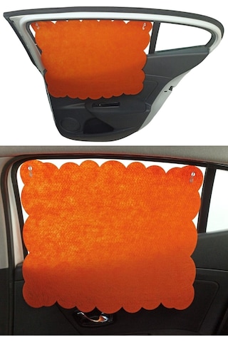 Oto Güneşlik Perdesi Yan Cam Araç Perdesi Arka Koltuk Emzirme Örtüsü Turuncu Keçe Vantuzlu 1 Adet