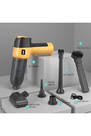 Güçlü Ve Yüksek Güçlü Araç Elektrikli Süpürgesi-turuncu