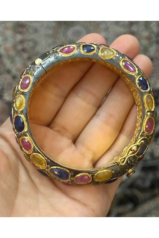 Doğal Karma Renkli Safir Elmas Bilezik 348