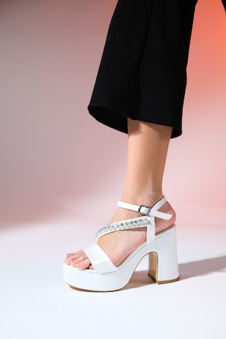 Luvishoes Milton Sedef Cilt Taşlı Kadın Platform Topuklu Abiye Ayakkabı