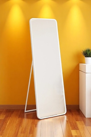 Raven Oval Kesim Modern Metal Ayaklı Boy Aynası 170 X 60 Beyaz