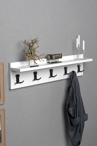 Askılık Duvar Elbise Askılığı Portmanto 80 Cm Beyaz Düz Beyaz