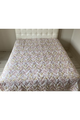 Kapitoneli Battal Boy Çok Amaçlı Örtü  - 200x220 CM Pudra