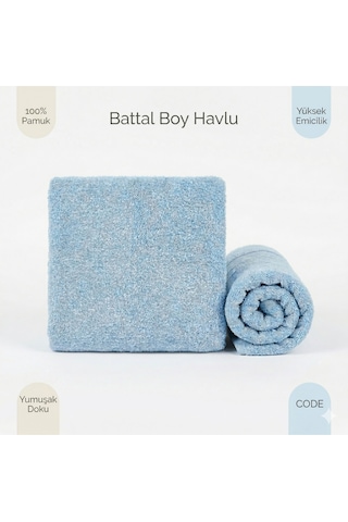 2 Li Battal Boy Banyo Havlu Seti - 100% Pamuk 90x170 Cm + 50x90 Cm Ekstra Yumuşak Emici Havlu İndigo