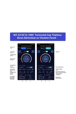Yate10 Wt-03 Dual Smart Wifi Dc12-100v 17a Güneş Panel Termostat/ Timer