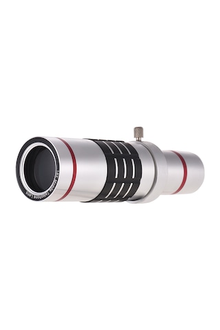 Yaozixa 18x Uzun Mesafe Telefoto Lens - Universal Telefon Kameraya Takılabilir - Gümüş Renk - Manuel Odaklama - Alüminyum Kasa + Optik Cam Lens