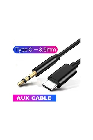 Type c usb c to Aux 3.5 mm erkek Jack type c aux kablo 1m siyah