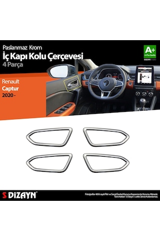 S-dizayn Renault Captur 2 Krom İç Kapı Kolu Çerçevesi 4 Prç. 2020 Üzeri