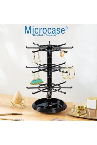 Microcase 3 Katlı Geniş Kapasiteli 360 Derece Döner Başlıklı Takı Aksesuar Standı Al5460 Şeffaf