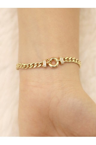 14 Ayar Altın D Harfi Gurmet Bileklik Altın