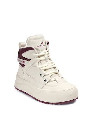 Krem Sneakers Vegan Kadın Bot Bordo