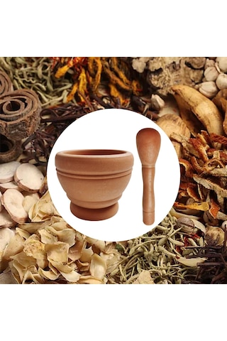 Homyl Havan Ve Tokmak Seti Çok İşlevli Mutfak Ezici Chutney Açık Kahverengi