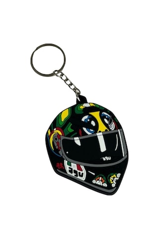 Mini Silikon Kask Anahtarlık - Siyah-sarı-yeşil Çok Renkli