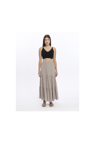 Nora Uzun Etek-3228 Vizon