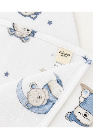 Minora Baby&Kids %100 Pamuk Müslin Bebek Örtüsü Çok Amaçlı Müslin Battaniye - 100 x 100 CM Açık Mavi