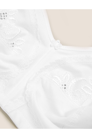 Marks & Spencer İşleme Detaylı Toparlayıcı Pamuklu Sütyen T33008020 Beyaz