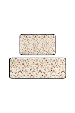 Noel Desenli 2'li Mutfak Matı, Anti-yorgunluk, Yastıklı Ve Kaymaz, Mutfak Ve Ofis İçin Noel Baba Noel Barış