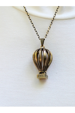 Kapadokya Balon Modelli Antik Kadın Kolye Euk40 Sarı