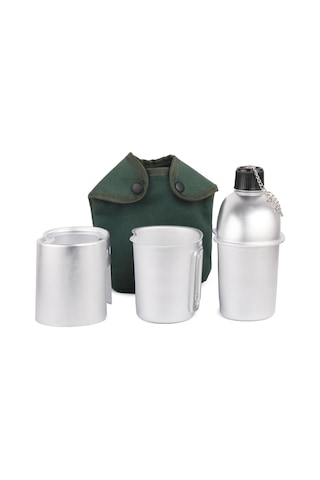 Lixada Gümüş 4 Adet Tencere Seti Alüminyum Askeri Kantin Fincan Gümüş