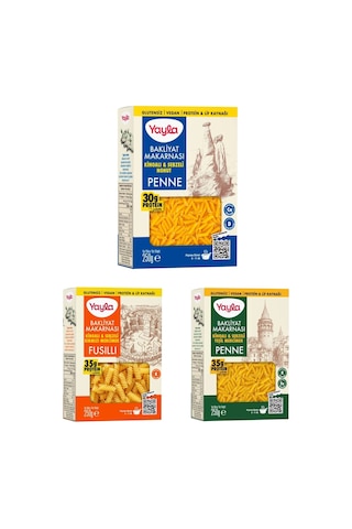 Yayla Doğal Glutensiz Bakliyat Makarnası Çeşitleri 3x250 Gr