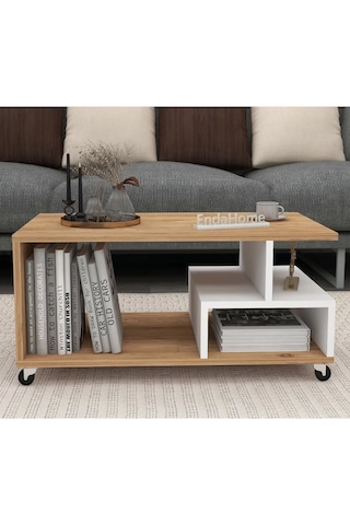 Reyo Home Enda Sultan Tekerli Orta Sehpa 86,5x50 Cm Atlantik Çam