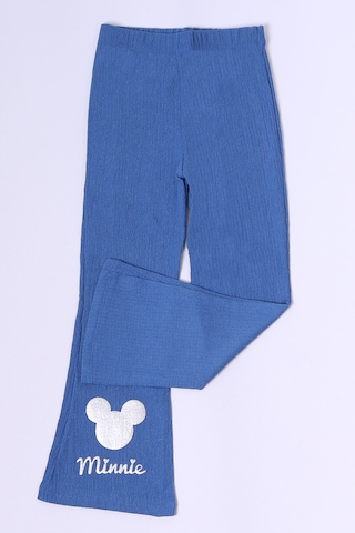 Kız Çocuk Tayt İspanyol Paça Karakter Nakışlı F15 Mavi