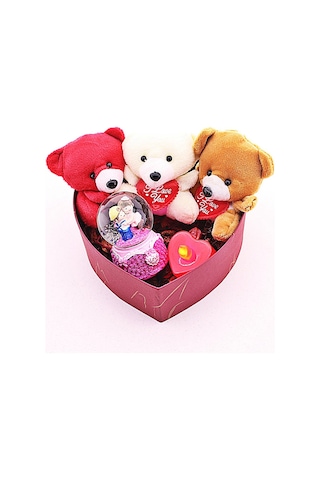 Sevgiliye Dekoratif Hediye Mini Ayıcıklar Ve Aşıklar Kar Küresi Led Mumlu Temalı Hediye Kutusu Strglbl75